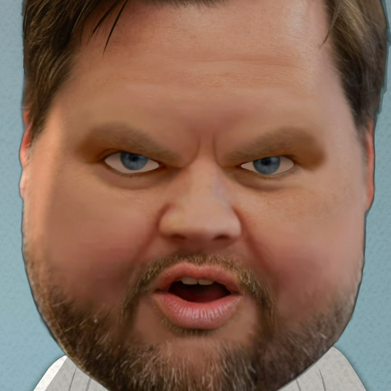 image of J.D. Vance head on a cartoon body from the Fantasy Island TV show